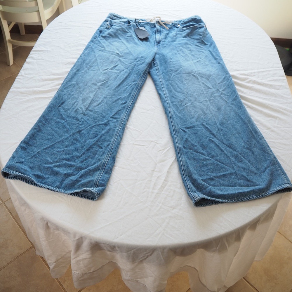 PAIGE Zoey 31" Tie Waist Wide Leg Jeans Women's 34 Vintage Style Soft Denim - Picture 3 of 16